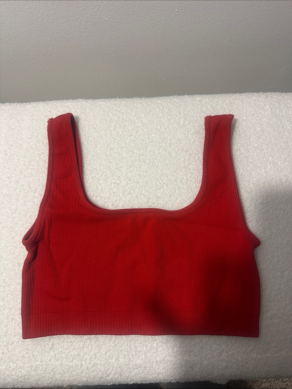 Red Ribbed Crop Tank Top - - Picture 2 of 3